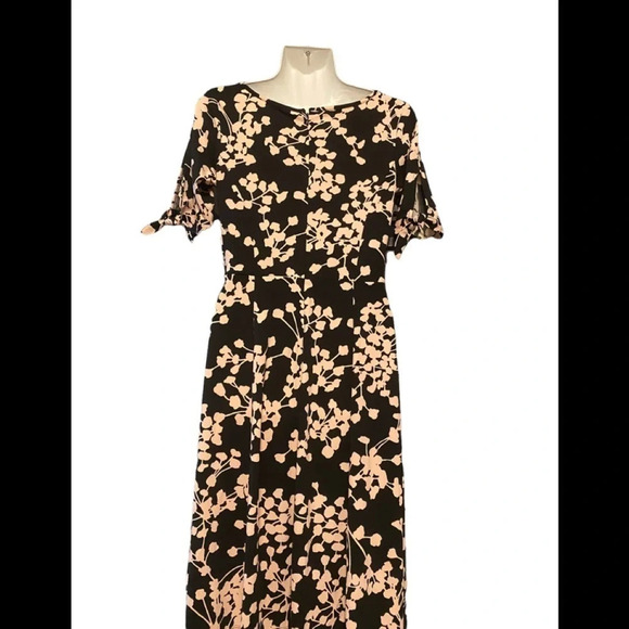 Talbots Vine Print Tie Sleeve City Jersey Dress - Picture 4 of 10